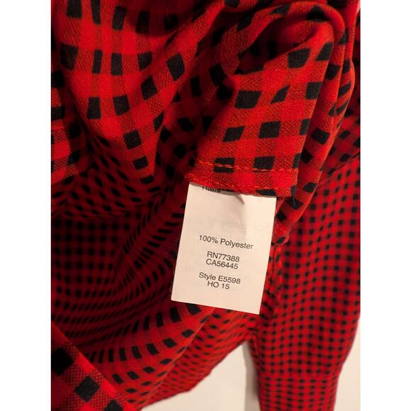 J. Crew Factory Plaid Check Long Sleeve Front Placket Top Size XS Red Black - Picture 6 of 7